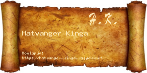 Hatvanger Kinga névjegykártya